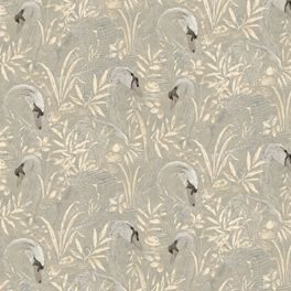 Крупное панно "Only You" арт.ETD14 004 с растительным рисунком и птицами в оливково-сером цвете из коллекции "Etude vol.2",  фабрики Loymina, заказать онлайн